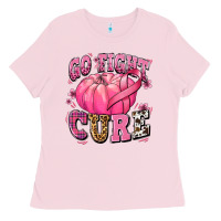 Bubblegum Pink go fight cure pumpkin Ladies Tee - texasbilliewilder