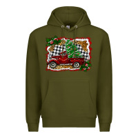 Army Green Christmas Truck With Christmas Tree Premium Hoodie - RanaPortraitStore