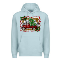 Blue Mist Christmas Truck With Christmas Tree Premium Hoodie - RanaPortraitStore