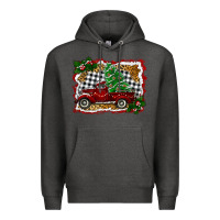 Charcoal Heather Christmas Truck With Christmas Tree Premium Hoodie - RanaPortraitStore