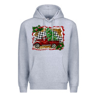 Heather Grey Christmas Truck With Christmas Tree Premium Hoodie - RanaPortraitStore