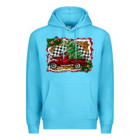 Ocean Blue Christmas Truck With Christmas Tree Premium Hoodie - RanaPortraitStore