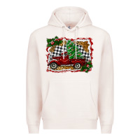Pale Pink Christmas Truck With Christmas Tree Premium Hoodie - RanaPortraitStore