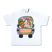 White Happy Easter bunny truck Easter Day Urban Heavy Tee - CowGirlArtShop