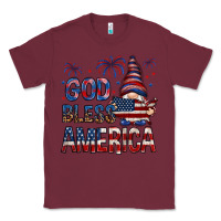 Burgundy God Bless America with gnome 4th of july Classic Tee - HowdyJamesFarm