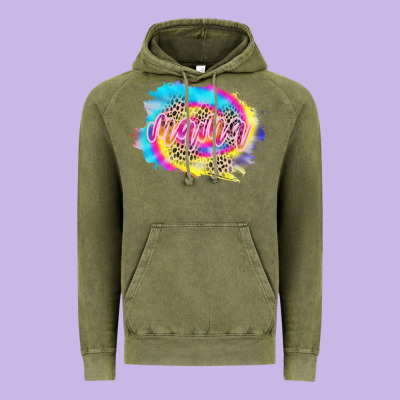Mama Tie Dye Leopard Vintage Hoodie Designed By Cowcowdesign
