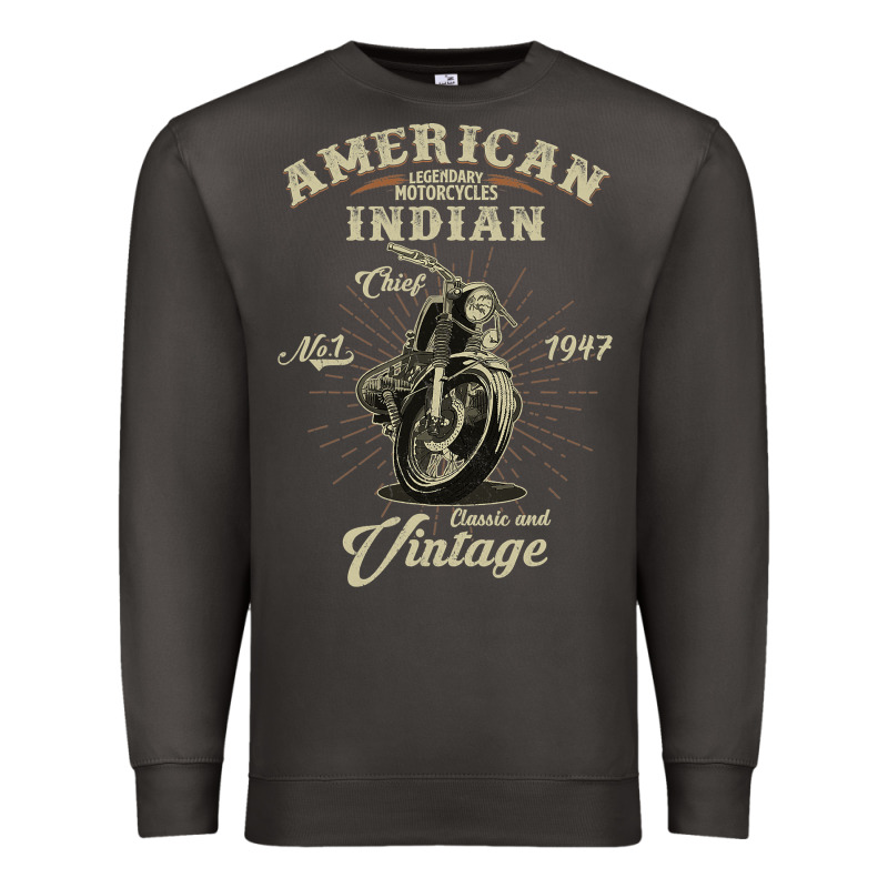 Vintage American Motorcycle Indian For Old Biker Gifts Premium Sweatshirt by longCreatives | Teevron