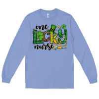 Colony Blue St. Patrick's Day One lucky Nurse Long Sleeve Tee - OliviaCreatesArt