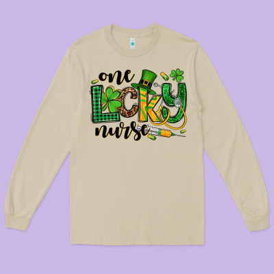 St. Patrick's Day One Lucky Nurse Long Sleeve Tee Designed By Oliviacreatesart
