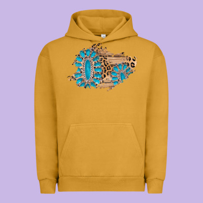 Gemstone Wood Leopard Patch Urban Hoodie Designed By Adodesignshop