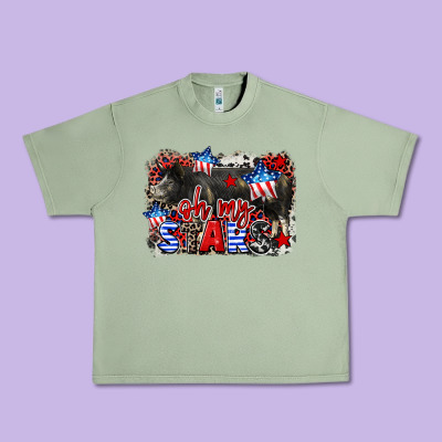 Oh My Stars Pig Urban Heavy Tee Designed By Cowgirlartshop