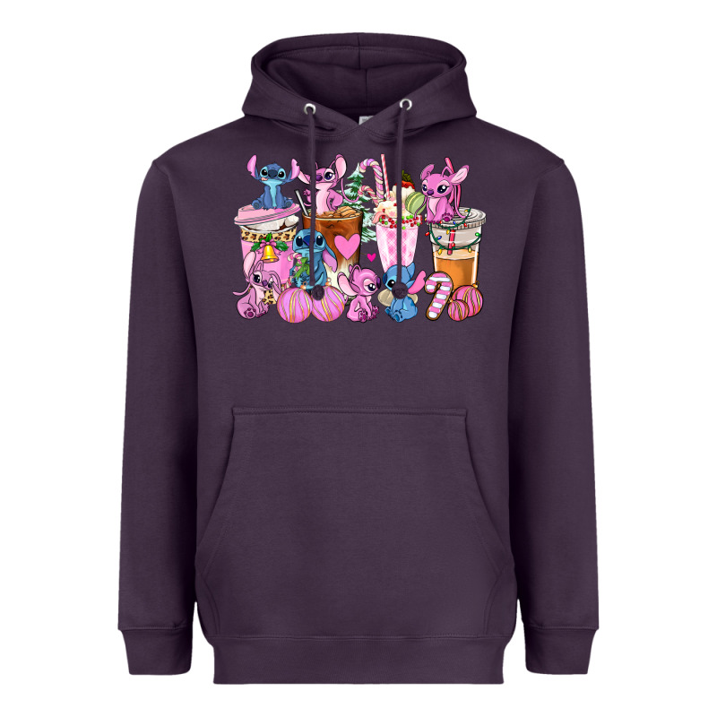 Stitch And Lilo Pink Christmas Coffee Cups Heavyweight Hoodie by AdoDesignShop | Teevron