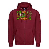 Burgundy st patricks one lucky heifer baby cow Zipper Hoodie - Artiststas