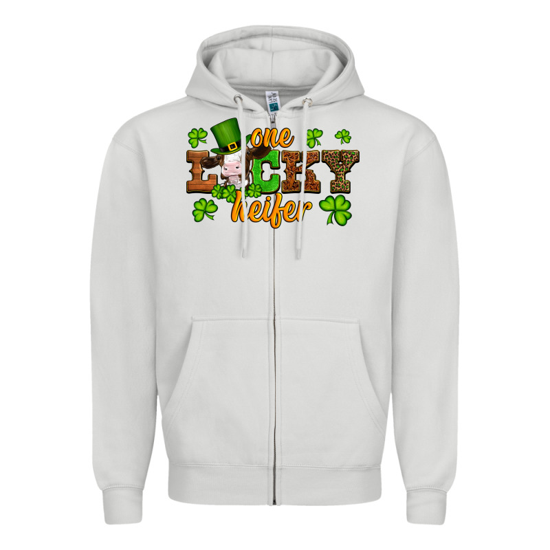 St Patricks One Lucky Heifer Baby Cow Zipper Hoodie by Artiststas | Teevron