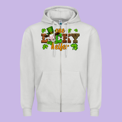 St Patricks One Lucky Heifer Baby Cow Zipper Hoodie Designed By Artiststas