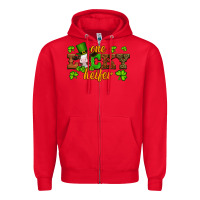 Red st patricks one lucky heifer baby cow Zipper Hoodie - Artiststas