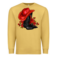 Antique Gold valentines day cowboy boots red  and roses Premium Sweatshirt - AdoDesignShop