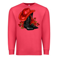 Cardinal valentines day cowboy boots red  and roses Premium Sweatshirt - AdoDesignShop