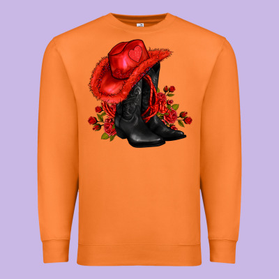 Valentines Day Cowboy Boots Red  And Roses Premium Sweatshirt Designed By Adodesignshop