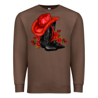 Chestnut valentines day cowboy boots red  and roses Premium Sweatshirt - AdoDesignShop