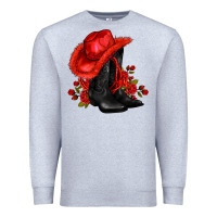 Heather Grey valentines day cowboy boots red  and roses Premium Sweatshirt - AdoDesignShop