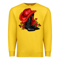 Lemon valentines day cowboy boots red  and roses Premium Sweatshirt - AdoDesignShop