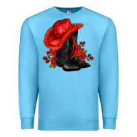 Ocean Blue valentines day cowboy boots red  and roses Premium Sweatshirt - AdoDesignShop