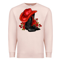 Pale Pink valentines day cowboy boots red  and roses Premium Sweatshirt - AdoDesignShop