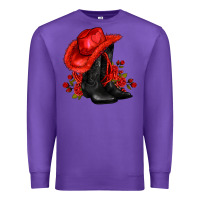 Purple valentines day cowboy boots red  and roses Premium Sweatshirt - AdoDesignShop
