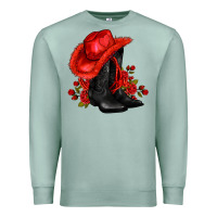 Seafoam valentines day cowboy boots red  and roses Premium Sweatshirt - AdoDesignShop