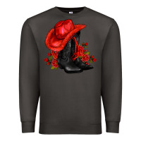 Smoke valentines day cowboy boots red  and roses Premium Sweatshirt - AdoDesignShop