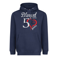 Navy Vintage 50th Birthday Blessed By God For 50 Years Birthday Heavyweight Hoodie - longCreatives