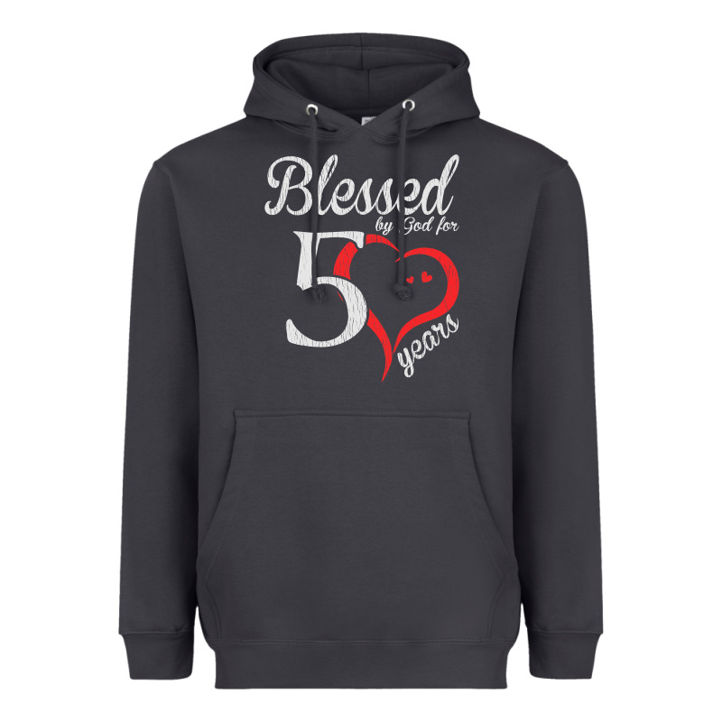 Vintage 50th Birthday Blessed By God For 50 Years Birthday Heavyweight Hoodie by longCreatives | Teevron