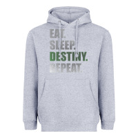 Heather Grey Destiny  Eat Sleep Destiny Repeat Short Sleeve Heavyweight Hoodie - longCreatives