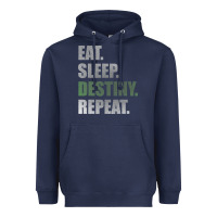 Navy Destiny  Eat Sleep Destiny Repeat Short Sleeve Heavyweight Hoodie - longCreatives