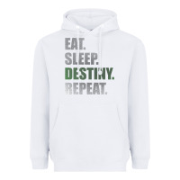 White Destiny  Eat Sleep Destiny Repeat Short Sleeve Heavyweight Hoodie - longCreatives