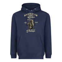 Navy Vintage American Motorcycle Indian for Old Biker Gifts Heavyweight Hoodie - longCreatives