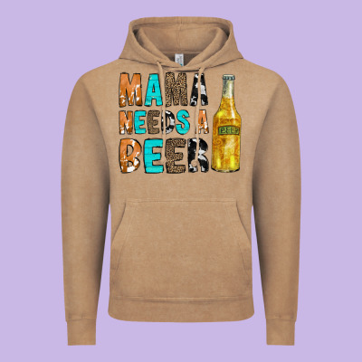 Mama Needs A Beer Vintage Hoodie Designed By Cowcowdesign
