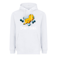 White Dino Sore Funny Dinosaur Workout Gym Fitness Lifting Heavyweight Hoodie - longCreatives