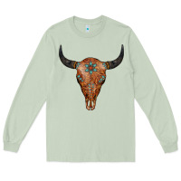 Matcha Western Tooled Leather Bull Skull Long Sleeve Tee - Jasminsmagicworld