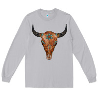 Moon Dust Western Tooled Leather Bull Skull Long Sleeve Tee - Jasminsmagicworld