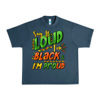Midnight Navy Say it loud i'm black and i'm proud Urban Heavy Tee - HowdyJamesFarm