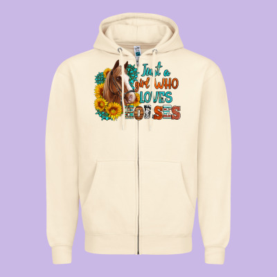 Just A Girl Who Loves Horses Zipper Hoodie Designed By Artiststas