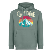 Sage Vintage Lake Tahoe Mountains Retro T Heavyweight Hoodie - longCreatives