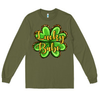 Army Green St. Patrick's Lucky babe Long Sleeve Tee - OliviaCreatesArt