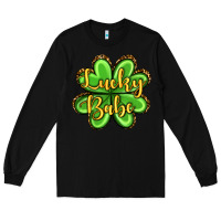 Black St. Patrick's Lucky babe Long Sleeve Tee - OliviaCreatesArt