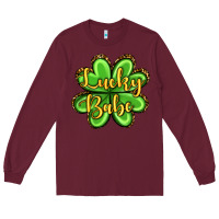 Burgundy St. Patrick's Lucky babe Long Sleeve Tee - OliviaCreatesArt