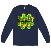 Navy St. Patrick's Lucky babe Long Sleeve Tee - OliviaCreatesArt