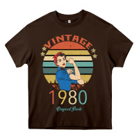 Chocolate Brown Vintage 1980 Original Parts Women 40th Birthday Heavy Core Tee - Bettercallsaul