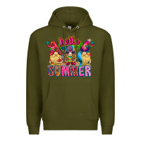 Army Green Hello summer Gnome Premium Hoodie - CowhideDigitalArt